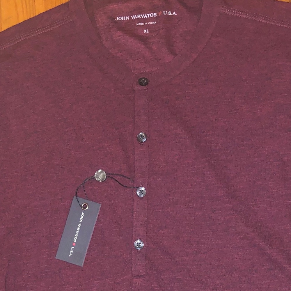 Brand New John Varvatos Burgundy Henley.